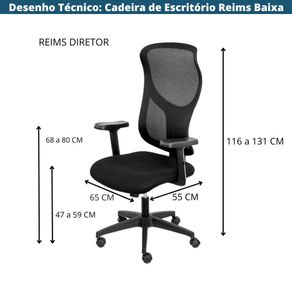Desenho Tecnico Cadeira de Escritorio Reims Baixa